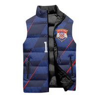 Croatia Football Custom Sleeveless Puffer Jacket Glagolitic Script Checkerboard Sporty Style Away Color