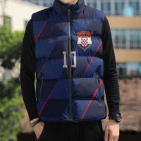 Croatia Football Custom Sleeveless Puffer Jacket Glagolitic Script Checkerboard Sporty Style Away Color