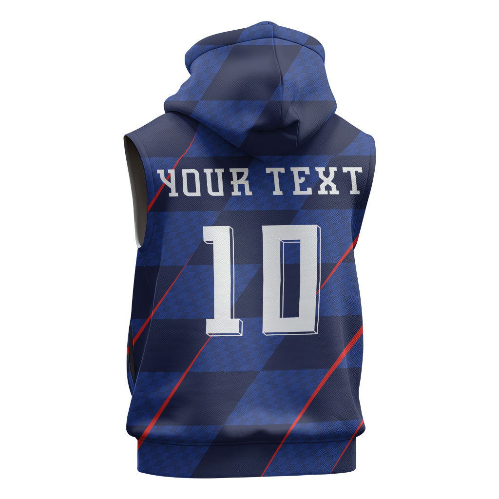 Croatia Football Custom Sleeveless Zip Hoodie Glagolitic Script Checkerboard Sporty Style Away Color