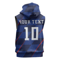 Croatia Football Custom Sleeveless Zip Hoodie Glagolitic Script Checkerboard Sporty Style Away Color