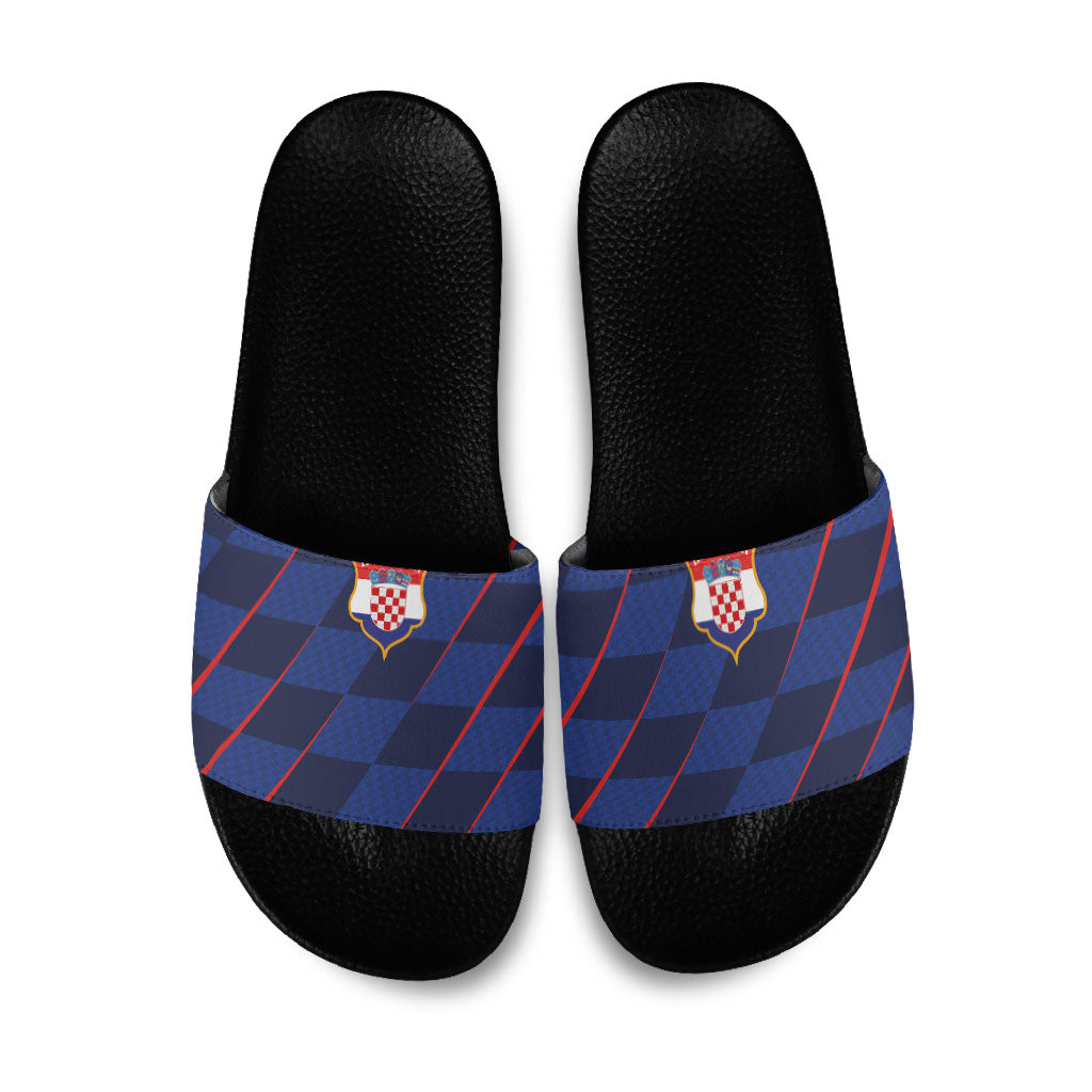Croatia Football Slide Sandals Glagolitic Script Checkerboard Sporty Style Away Color