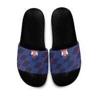 Croatia Football Slide Sandals Glagolitic Script Checkerboard Sporty Style Away Color