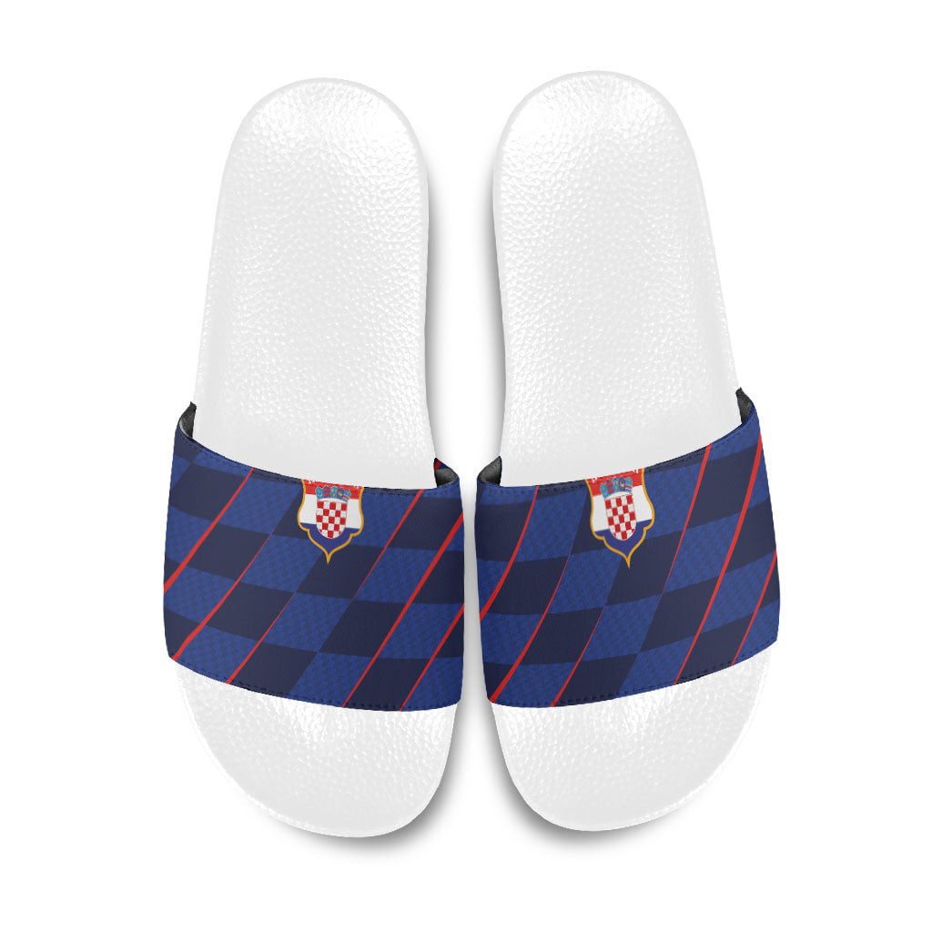 Croatia Football Slide Sandals Glagolitic Script Checkerboard Sporty Style Away Color