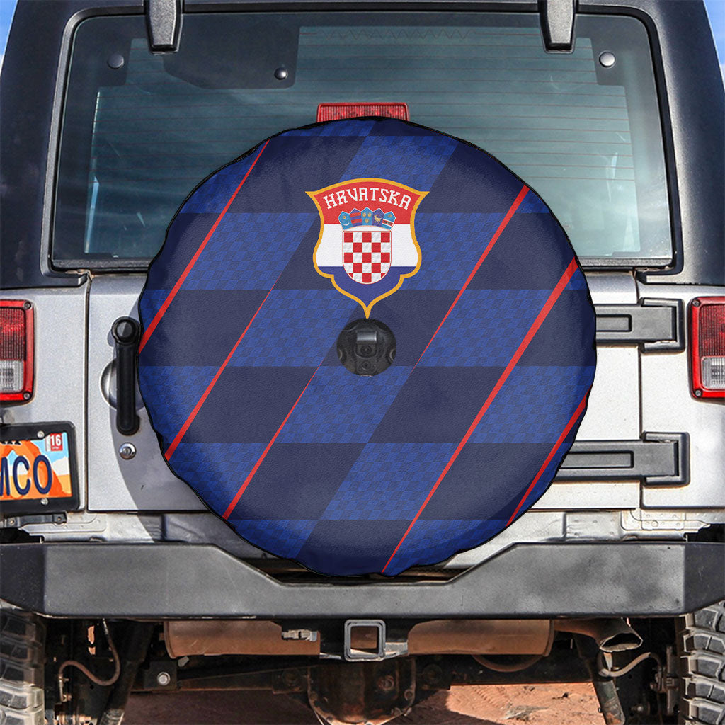 Croatia Football Spare Tire Cover Glagolitic Script Checkerboard Sporty Style Away Color