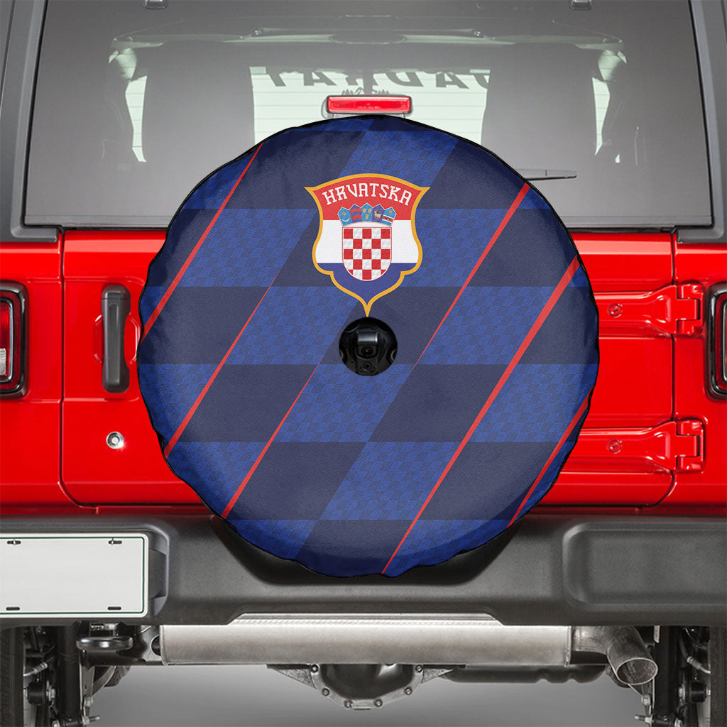Croatia Football Spare Tire Cover Glagolitic Script Checkerboard Sporty Style Away Color
