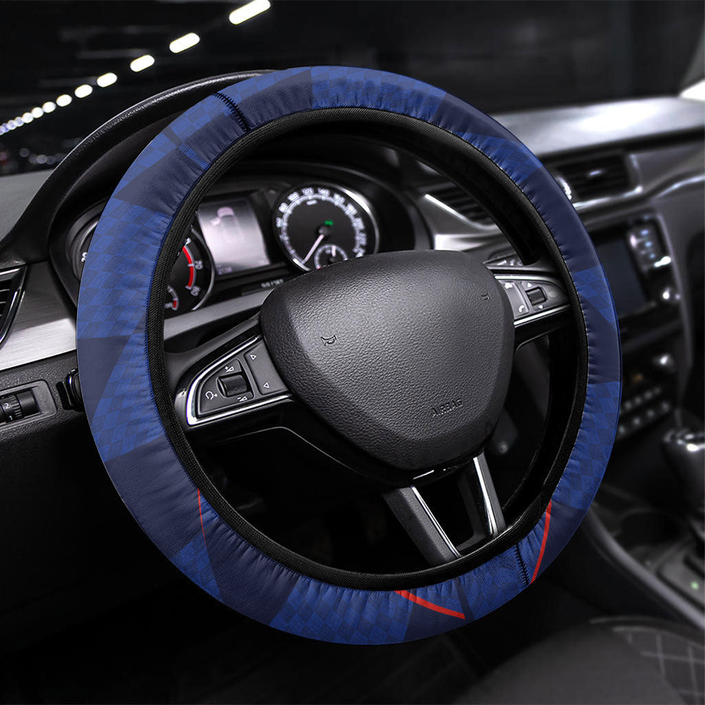 Croatia Football Steering Wheel Cover Glagolitic Script Checkerboard Sporty Style Away Color