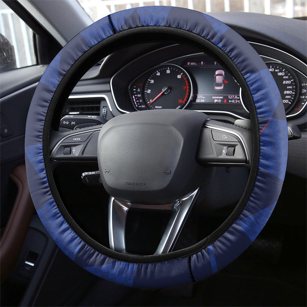 Croatia Football Steering Wheel Cover Glagolitic Script Checkerboard Sporty Style Away Color