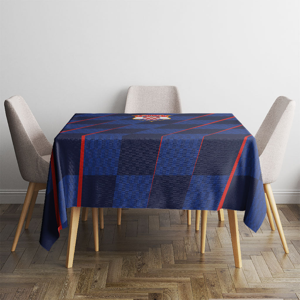 Croatia Football Tablecloth Glagolitic Script Checkerboard Sporty Style Away Color