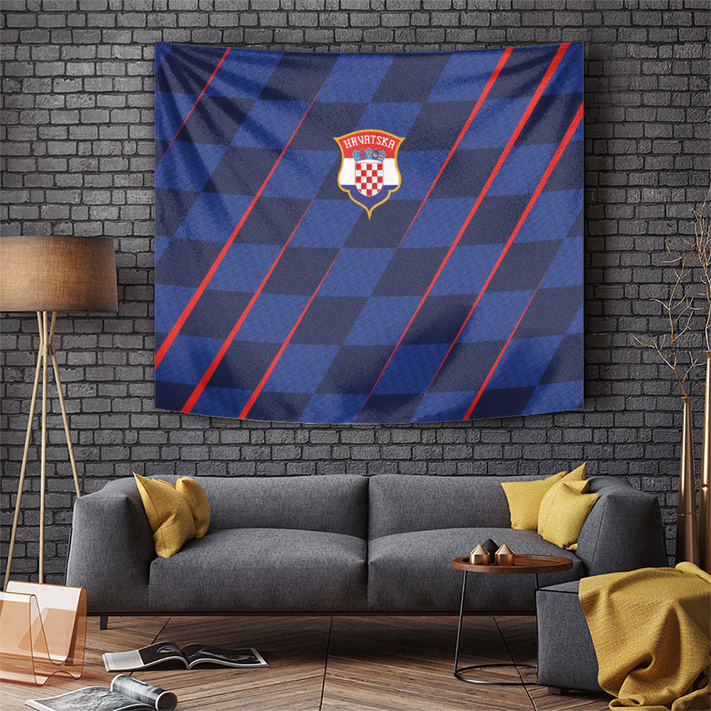 Croatia Football Tapestry Glagolitic Script Checkerboard Sporty Style Away Color