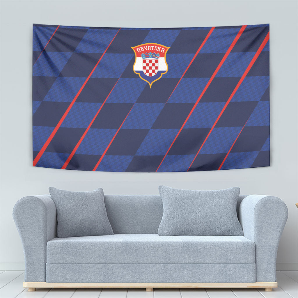 Croatia Football Tapestry Glagolitic Script Checkerboard Sporty Style Away Color