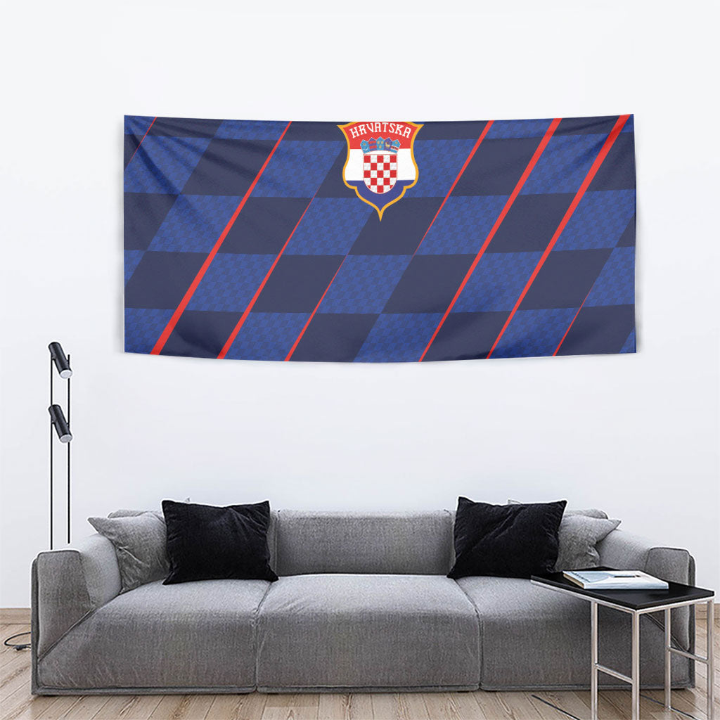 Croatia Football Tapestry Glagolitic Script Checkerboard Sporty Style Away Color