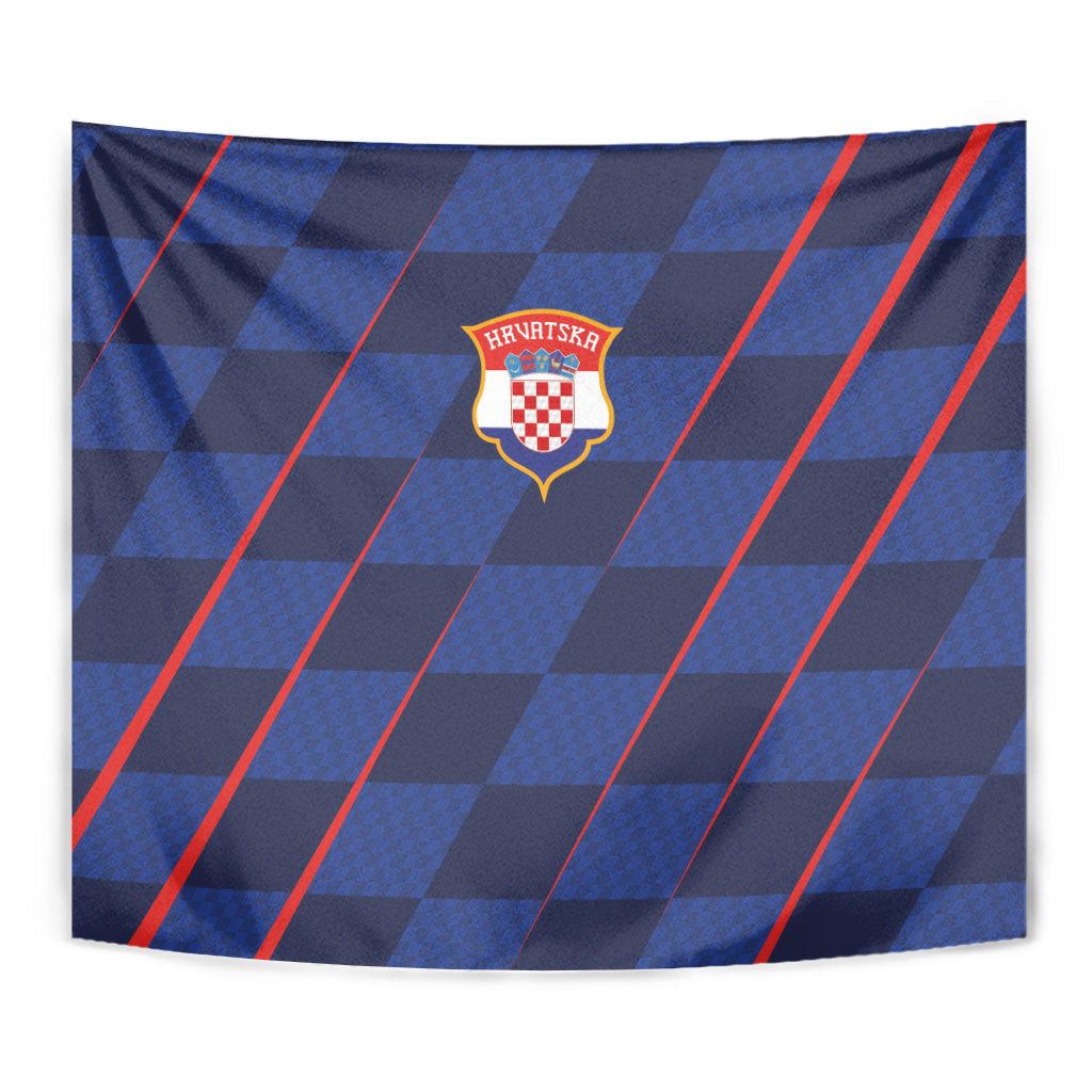 Croatia Football Tapestry Glagolitic Script Checkerboard Sporty Style Away Color