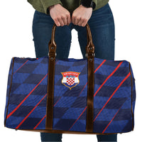 Croatia Football Travel Bag Glagolitic Script Checkerboard Sporty Style Away Color