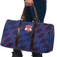 Croatia Football Travel Bag Glagolitic Script Checkerboard Sporty Style Away Color