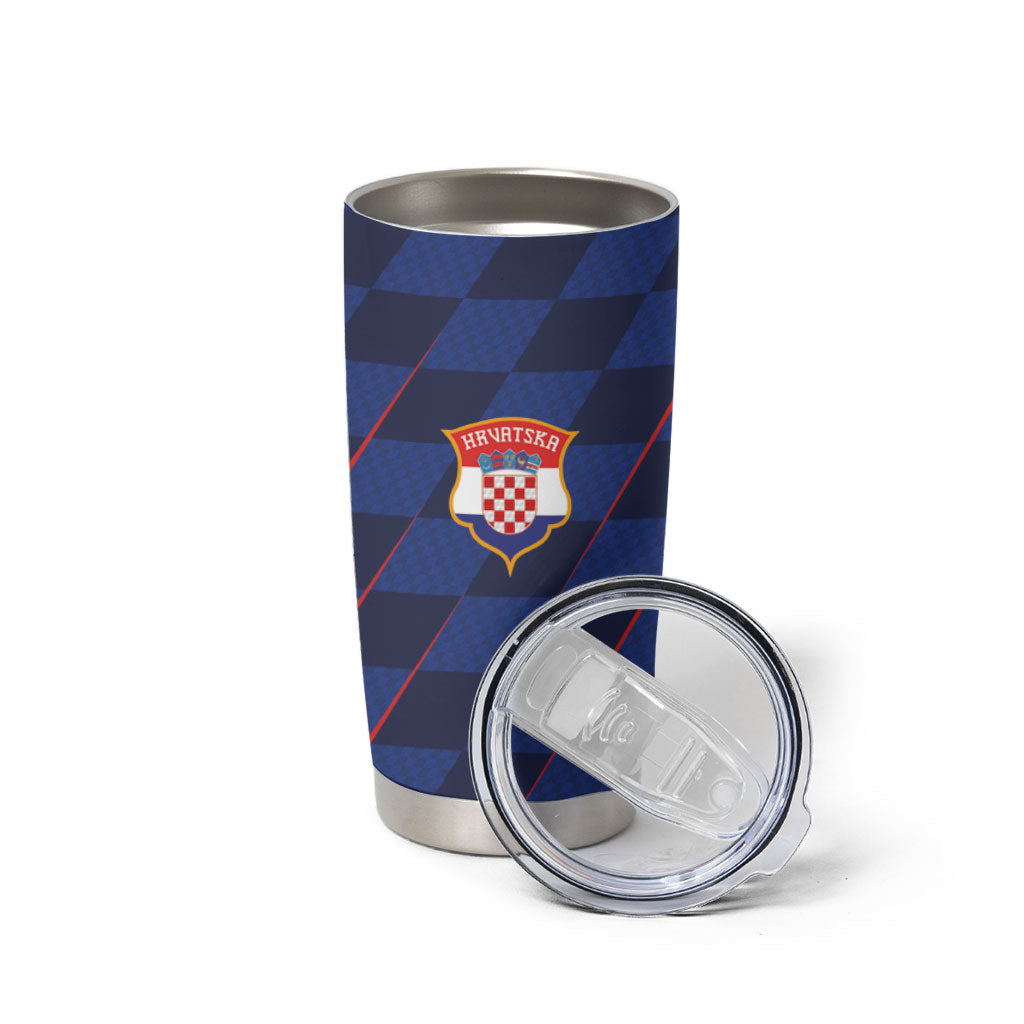 Croatia Football Custom Tumbler Cup Glagolitic Script Checkerboard Sporty Style Away Color