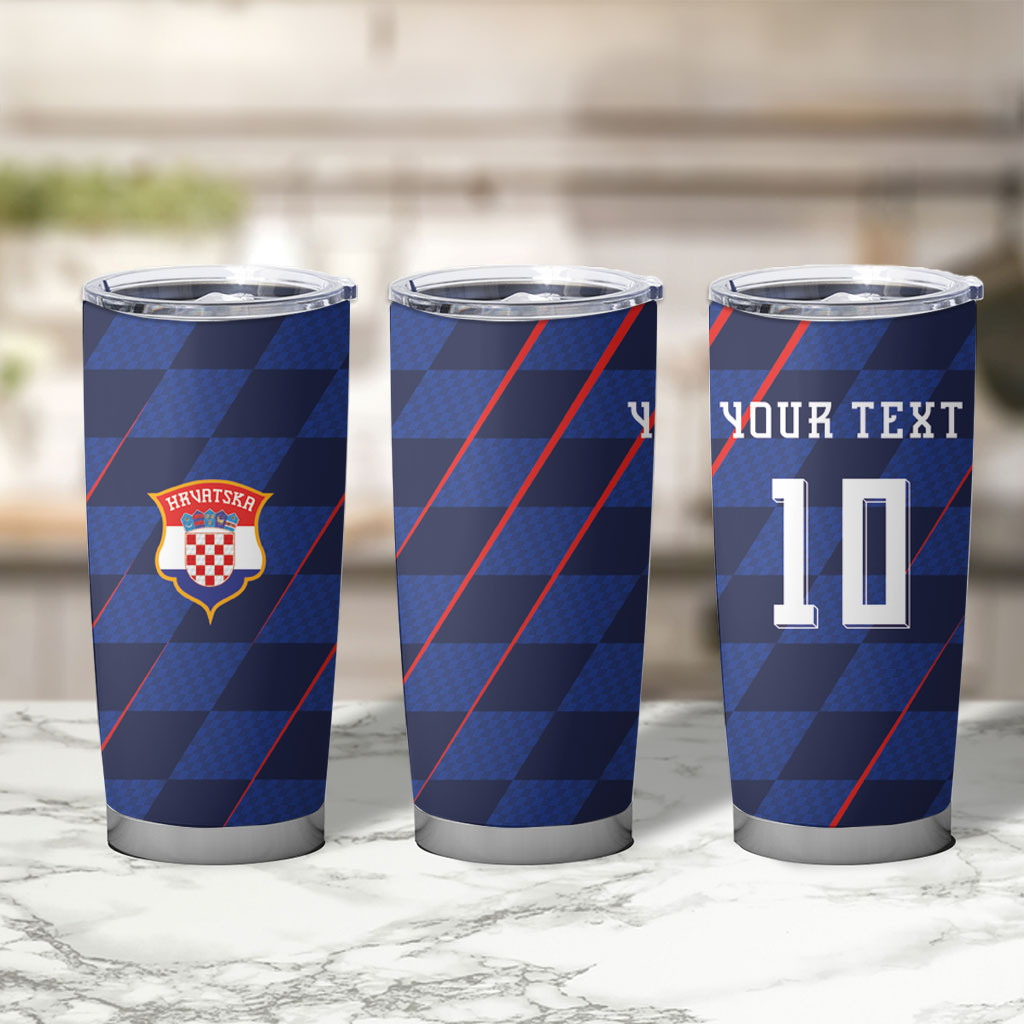 Croatia Football Custom Tumbler Cup Glagolitic Script Checkerboard Sporty Style Away Color