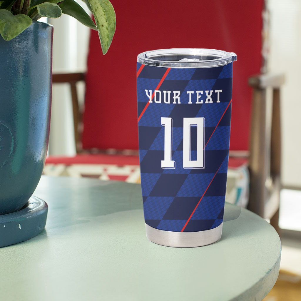 Croatia Football Custom Tumbler Cup Glagolitic Script Checkerboard Sporty Style Away Color