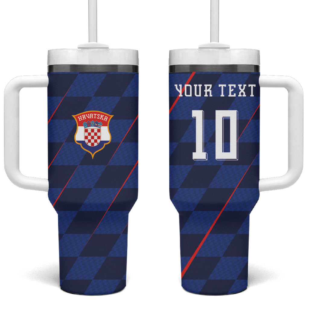 Croatia Football Custom Tumbler With Handle Glagolitic Script Checkerboard Sporty Style Away Color