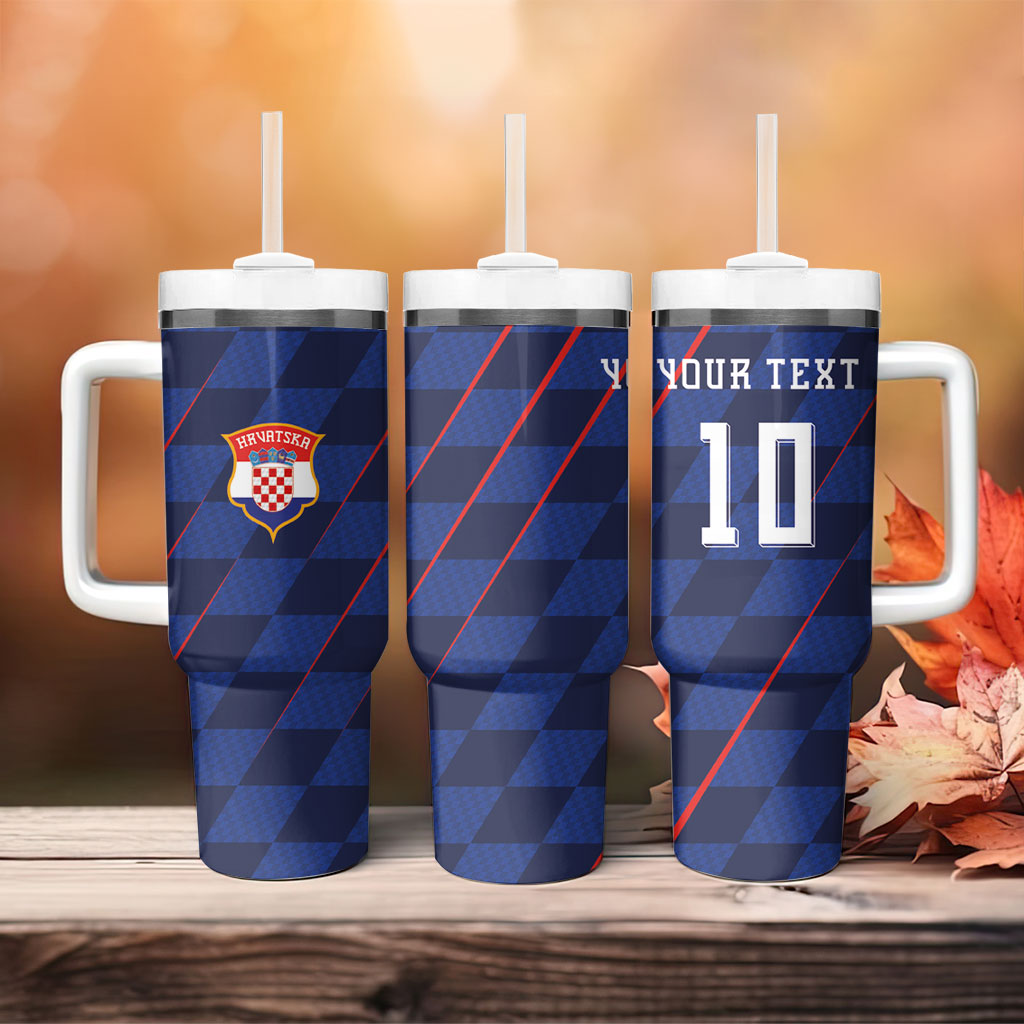 Croatia Football Custom Tumbler With Handle Glagolitic Script Checkerboard Sporty Style Away Color