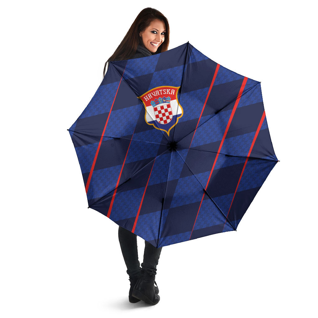 Croatia Football Umbrella Glagolitic Script Checkerboard Sporty Style Away Color