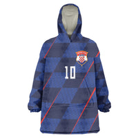 Croatia Football Custom Wearable Blanket Hoodie Glagolitic Script Checkerboard Sporty Style Away Color