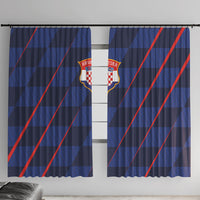 Croatia Football Window Curtain Glagolitic Script Checkerboard Sporty Style Away Color