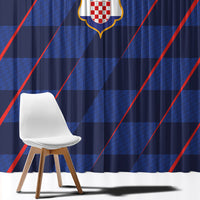 Croatia Football Window Curtain Glagolitic Script Checkerboard Sporty Style Away Color