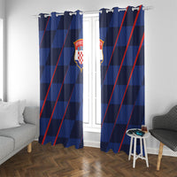 Croatia Football Window Curtain Glagolitic Script Checkerboard Sporty Style Away Color