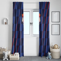 Croatia Football Window Curtain Glagolitic Script Checkerboard Sporty Style Away Color