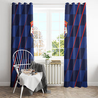 Croatia Football Window Curtain Glagolitic Script Checkerboard Sporty Style Away Color