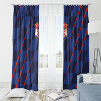 Croatia Football Window Curtain Glagolitic Script Checkerboard Sporty Style Away Color
