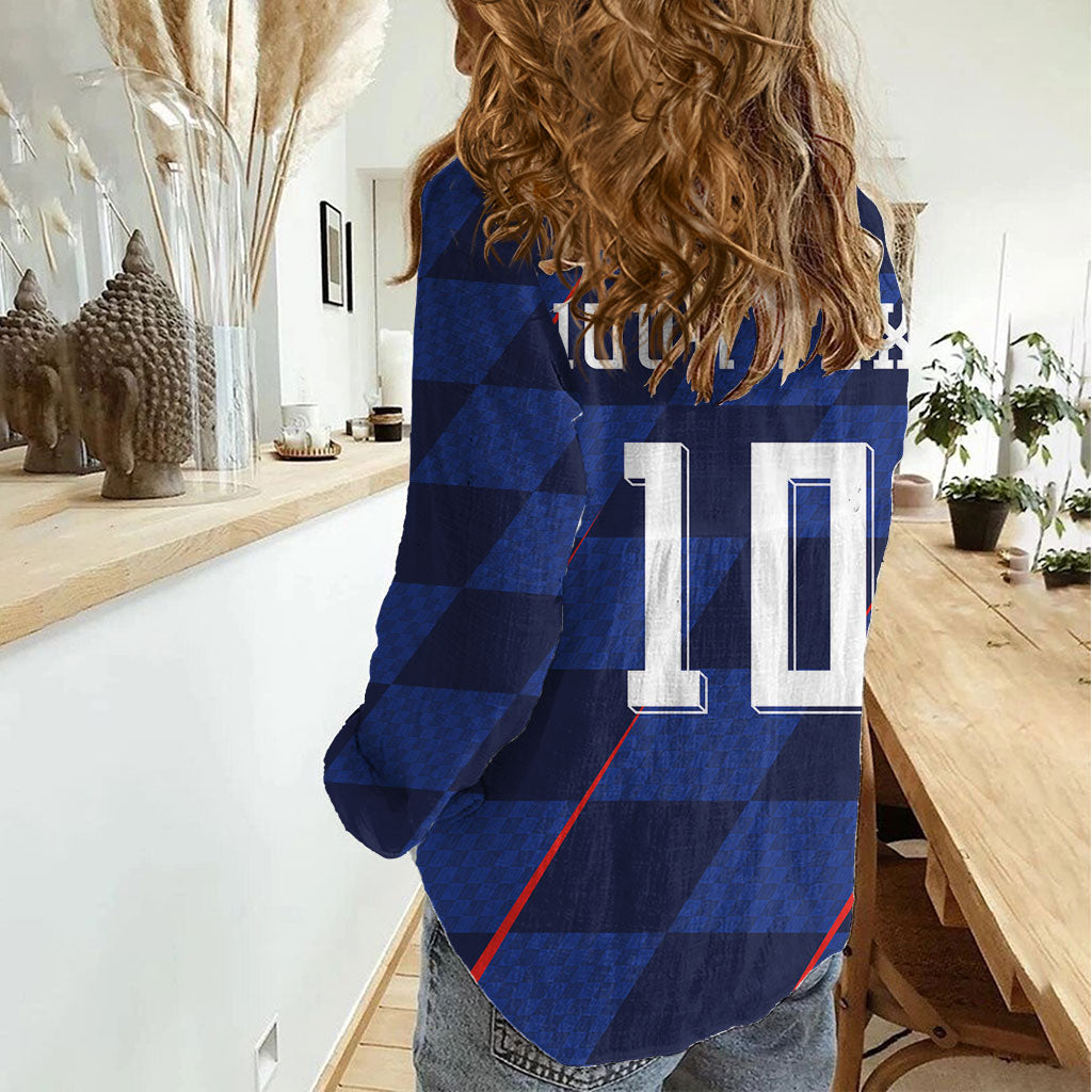 Croatia Football Custom Women Casual Shirt Glagolitic Script Checkerboard Sporty Style Away Color