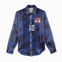 Croatia Football Custom Women Casual Shirt Glagolitic Script Checkerboard Sporty Style Away Color