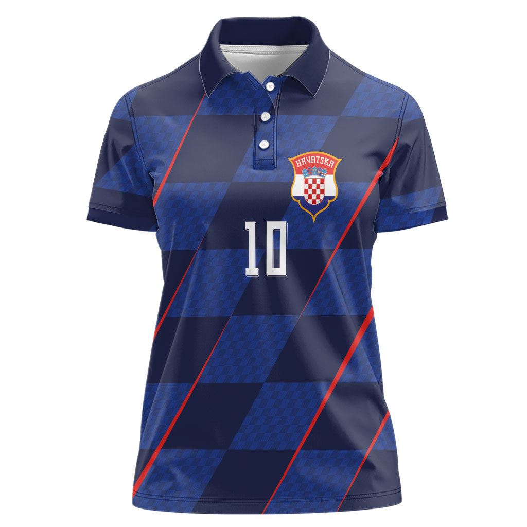 Croatia Football Custom Women Polo Shirt Glagolitic Script Checkerboard Sporty Style Away Color