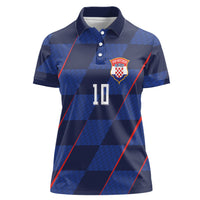Croatia Football Custom Women Polo Shirt Glagolitic Script Checkerboard Sporty Style Away Color