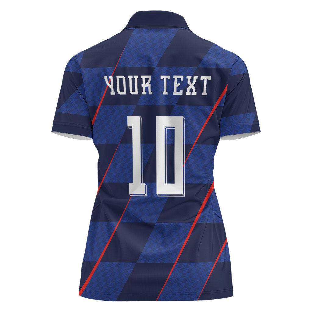 Croatia Football Custom Women Polo Shirt Glagolitic Script Checkerboard Sporty Style Away Color