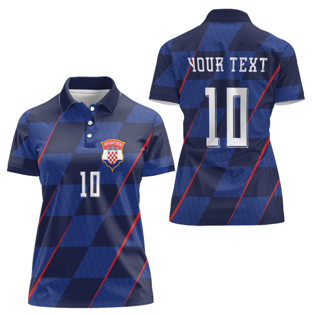 Croatia Football Custom Women Polo Shirt Glagolitic Script Checkerboard Sporty Style Away Color