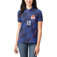 Croatia Football Custom Women Polo Shirt Glagolitic Script Checkerboard Sporty Style Away Color