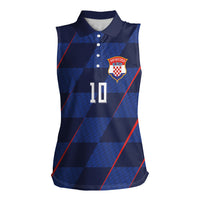 Croatia Football Custom Women Sleeveless Polo Shirt Glagolitic Script Checkerboard Sporty Style Away Color