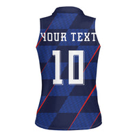 Croatia Football Custom Women Sleeveless Polo Shirt Glagolitic Script Checkerboard Sporty Style Away Color