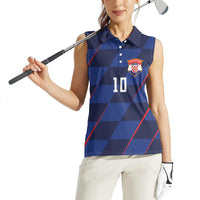 Croatia Football Custom Women Sleeveless Polo Shirt Glagolitic Script Checkerboard Sporty Style Away Color