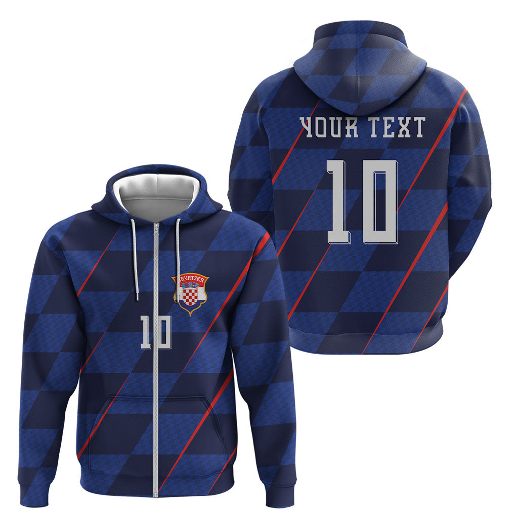 Croatia Football Custom Zip Hoodie Glagolitic Script Checkerboard Sporty Style Away Color