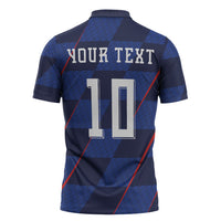 Croatia Football Custom Zipper Polo Shirt Glagolitic Script Checkerboard Sporty Style Away Color