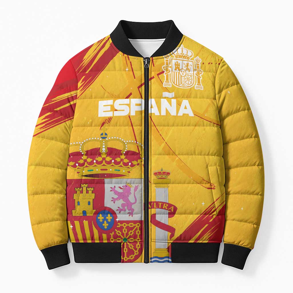 Custom Basketball Fan Jersey Spanish Bomber Puffer Jacket Royal Seal of España - Wonder Print Shop