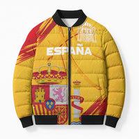 Custom Basketball Fan Jersey Spanish Bomber Puffer Jacket Royal Seal of España - Wonder Print Shop