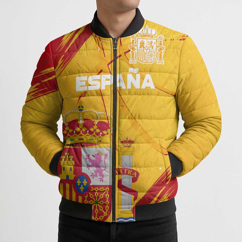 Custom Basketball Fan Jersey Spanish Bomber Puffer Jacket Royal Seal of España - Wonder Print Shop