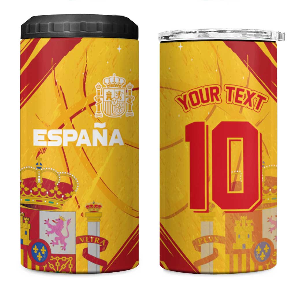 Custom Basketball Fan Jersey Spanish 4 in 1 Can Cooler Tumbler Royal Seal of España - Wonder Print Shop