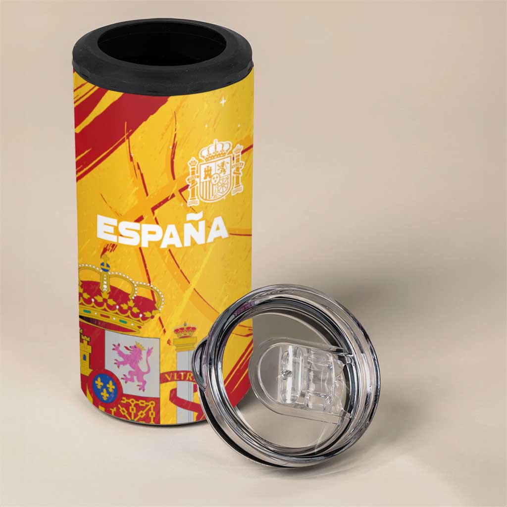 Custom Basketball Fan Jersey Spanish 4 in 1 Can Cooler Tumbler Royal Seal of España - Wonder Print Shop