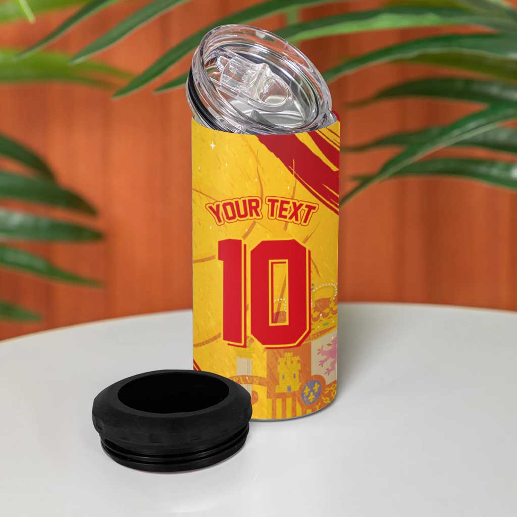 Custom Basketball Fan Jersey Spanish 4 in 1 Can Cooler Tumbler Royal Seal of España - Wonder Print Shop