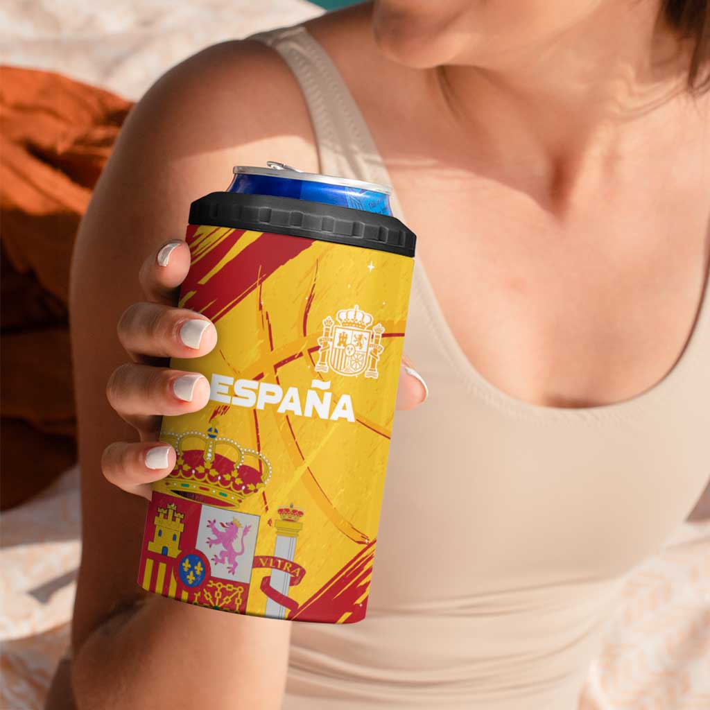 Custom Basketball Fan Jersey Spanish 4 in 1 Can Cooler Tumbler Royal Seal of España - Wonder Print Shop